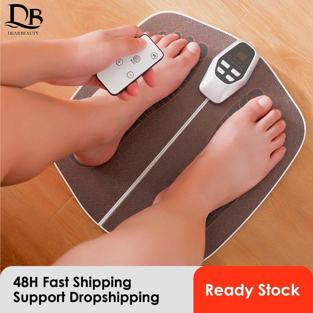 Electric EMS Foot Massager Mat - Foldable Muscle Stimulator with Remote Control